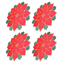 4Pcs Table Protection Placemats for Holiday Dining Red Square 15.7x15.7in Christmas Celebration