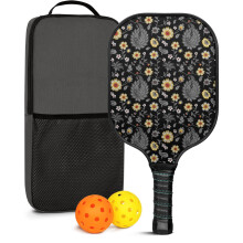 Floral Fiberglass Pickleball Paddles Set w/ 2 Balls & Bag – Compatible with Indoor/Outdoor Play