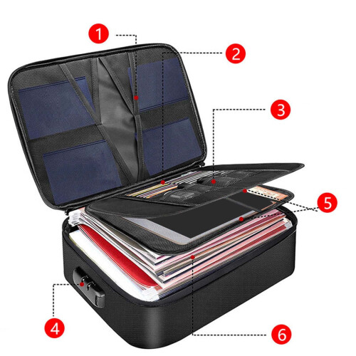 Fireproof & Waterproof Document Box, Lockable, Collapsible, Portable – Compatible with Home Office Storage 2