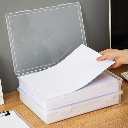 1Pcs A4 Size Clear File Boxes With Lids Transparent Document Organizer Storage For Office Home Organization Space-saving 2