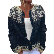 Cárdigan bohemio para mujer, suéter de punto acrílico con bloques de color, chaqueta abierta con botones, estampado bohemio, corte holgado, tallas