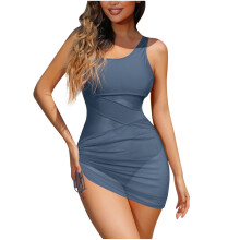 Biquíni feminino Kukoosong de duas peças com saia, top estilo bralette (com bojo removível e sem aro) e alças sem costas – Ideal para férias