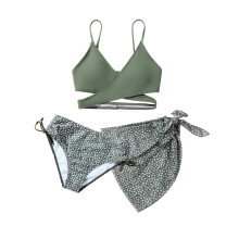 Maillot de bain 3 pièces BULLPIANO, bikini avec paréo et jupe de plage, tailles 8-14 ans