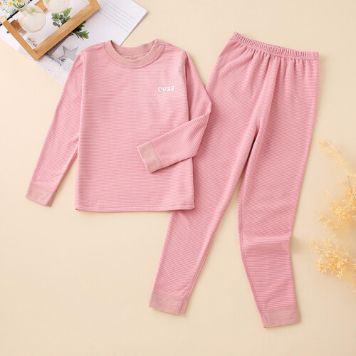 Conjunto de roupa íntima térmica feminina com blusa listrada forrada com lã e 1