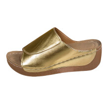 Sandales et pantoufles décontractées pour femmes Ediodpoh, couleur unie, bout en cuir, semelle épaisse, dorées_002 9