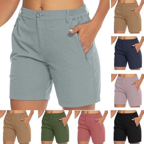 Σορτς Plus Size για γυναίκες, Γυναικείο ελαφρύ παντελόνι εργασίας με τσέπη και