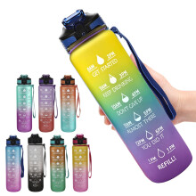 Gourde étanche Wzzjkit1L avec paille, épaisse et motivante, large ouverture, facile à nettoyer – idéale pour la salle de sport, les voyages, la