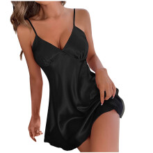 Sexy damesnachtkleding in de uitverkoop! Effen satijnen nachtjaponnen met spaghettibandjes, lingeriejurkjes voor dames.