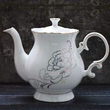 Tetera/cafetera/jarra de agua de cerámica estilo europeo con forma de flor, de porcelana, grande, con capacidad para 5,5 tazas (1 unidad, blanca).