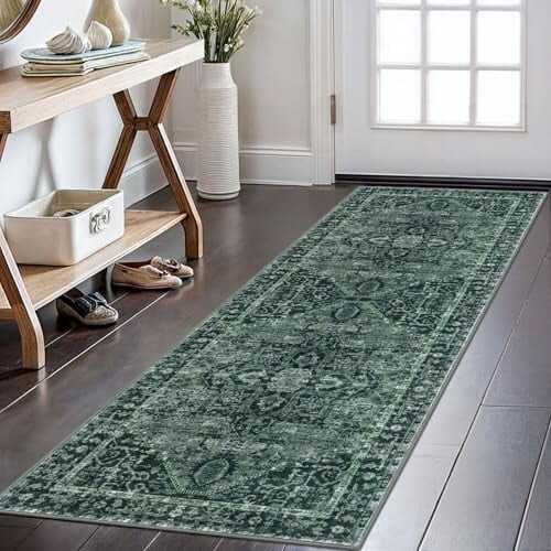 Dywan Boho Vintage Runner 2 stopy x 6 stóp niebieski brązowy biały