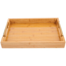 Plateau de service en bambou pour le rangement, couleur kaki, design rustique, grande capacité, 32 x 22 cm
