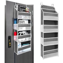 Organiseur de porte à 6 étagères gris foncé avec poches en filet