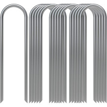 U-Shaped Ground Nails 16-Pack, 6" Galvanized U-Pins for Soaker Hose, Drip Line & Sod – Compatible with Standard Irrigation Systems