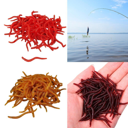 50/100 Stück Silikon-Rotwurm-Weichköder Regenwurm-Gummiköder 1Bass Baits D7H8 `: B4T0 1