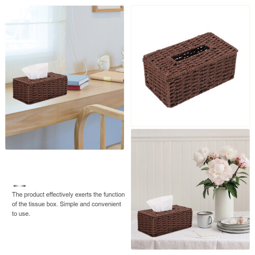Porta-lenços de tecido trançado com tampas, formato retangular, ideal para despensa, escritório, bebê e café. 2