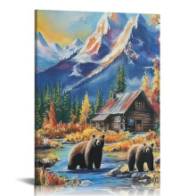 Karhut-vuoristomaisema canvas-taulu 16x20 tuumaa