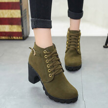 UTTOASFAY Damenstiefel, einfarbig, mit runder Zehenkappe, dickem Seitenreißverschluss, Winterstiefel aus Leder für Damen.