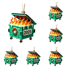 Ornement de poubelle en feu 2025 – Décoration suspendue en acrylique