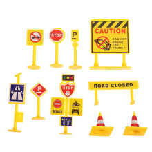 5Set Toy Road Construction Signs for Teaching Road Signs to Children 4.5x6in
