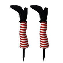 Piquets de jardin en forme de jambes de sorcière pour Halloween – 1 paire