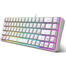 65% Wireless Gaming Keyboard, Rechargeable Backlit 68 Keys Ultra-Compact Anti-ghosting No-Conflict Keyboard for PC Laptop Windows Gamer(Black-Grey)