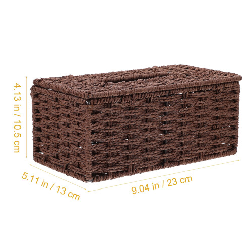 Porta-lenços de tecido trançado com tampas, formato retangular, ideal para despensa, escritório, bebê e café. 1