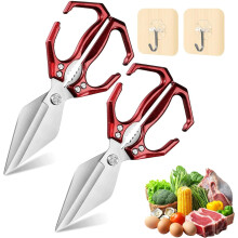 Ciseaux de cuisine multifonctionnels robustes Seattleget 2 en 1, en acier inoxydable 3Cr13, pour la viande, les légumes et les noix (2025)