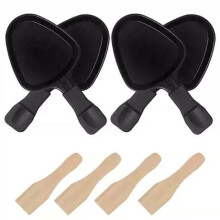 Ensemble de 4 poêles à raclette en métal avec spatule en nylon