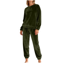 Damen-Flanellpyjama-Set aus Plüschfleece, 2-teilig