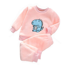 Ediodpoh Kids Pajamas Set, Thickened Coral Velvet Homewear for Boys & Girls, Compatible with 4-5 Years, Pink