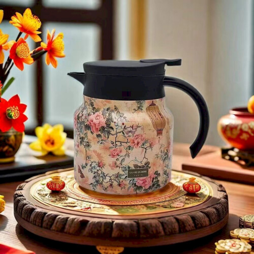 Θερμική καράφα Vintage Floral 800ml/27oz, μονωμένη τσαγιέρα από ανοξείδωτο ατσάλι με καπάκι 2
