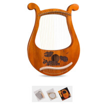 19 String Lyre Harp Mahogany Music Instrument with Spare Strings Tuning Wrench