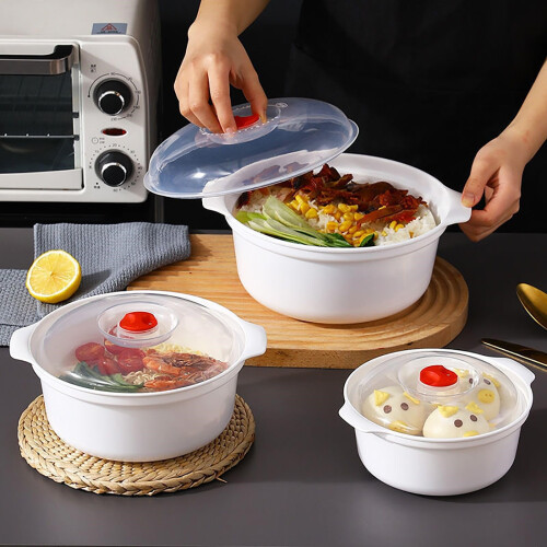 Μπολ μικροκυμάτων χωρίς BPA με καπάκι, χύτρα ramen και ατμομάγειρα, μπολ 2