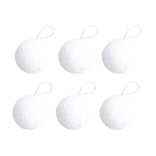 6pcs White Snowball Christmas Ornaments - Fluffy Foam Hanging Balls for Xmas Tree, Wedding & Holiday Decor (6" Snow-Themed Baubles)
