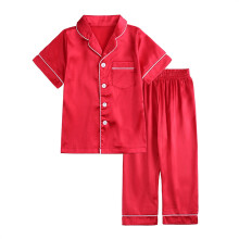 Kids Baby Girl Boy Satin Pajamas Set Button Down Sleep Top+Long Pants Bottoms Sleepwear Loungewear Clothes