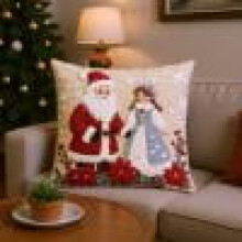 Fundas de cojín navideñas de 45 x 45 cm, con diseño de Santa Claus y Dama de Invierno, ideales para decorar el sofá. Compatibles con rellenos
