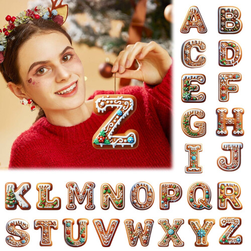 26 Pepparkaksalfabetsprydnader AZ Akryl