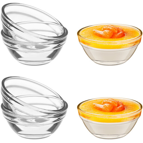 Frcolor Clear Glass Pudding Mini Dessert Tableware Bowls, 6 Pieces 2