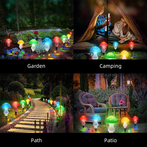 Ηλιακό φως μανιταριού 8 λειτουργιών, αδιάβροχο μονοπάτι LED και διακόσμηση 2