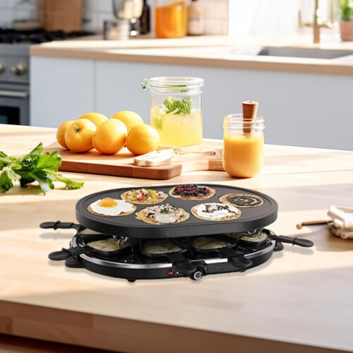 Conjunto de 4 panelas de metal para raclette com espátula de nylon 1