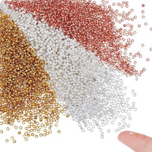 3000 stk. 2 mm metalkrympeperler (3 farver), 1,2 mm hul, til halskæde- og armbåndsfremstilling – kompatibel med de fleste smykkedele