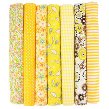 AUQ 6Pcs Cotton Fat Quarters (50x50cm) – Bee, Daisy, Honeycomb, Plaid Prints for Quilting, Patchwork & DIY Craft – Compatible with AUQ
