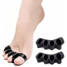 Silicone Toe Separator – Adjustable for Hammer Toe, Bunions & Curled Toes – 1 Pair (Black, 2PCS) – Compatible with Most Foot Sizes