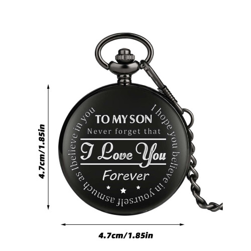 Quartz Pocket Watch with Chain for Son, Engraved Gift 1