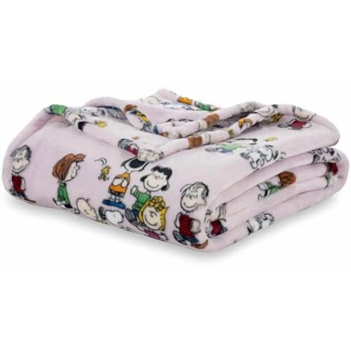Κουβέρτα Snoopy βελούδινη loft λιλά full/queen 90x90 εκ.