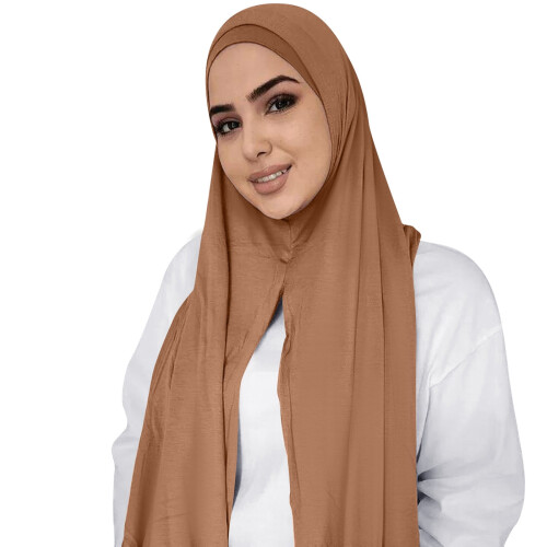 Lenço feminino muçulmano para a cabeça, cor sólida, longo, em algodão, da moda. 1