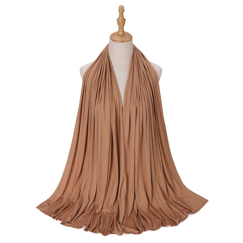 Lenço feminino muçulmano para a cabeça, cor sólida, longo, em algodão, da moda. 2