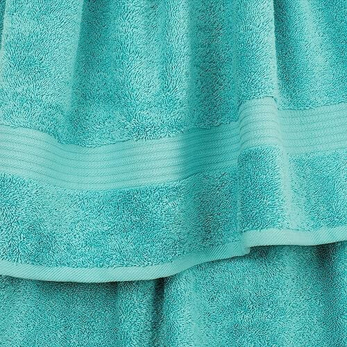 Ensemble de 4 serviettes de bain turques, 100 % coton, extra larges et douces, turquoise. 1