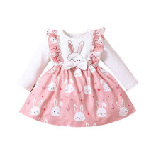 Stylish Easter Bunny Dress for Toddler Girls2-3Y, Ruffle Bow, Long Sleeve, Tulle Sundress – Casual or Party Wear