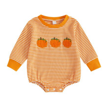 Body à manches longues brodé de citrouilles d'Halloween pour tout-petits, orange, 12-18 mois, compatible avec les costumes d'Halloween